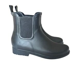J.‎ Crew Factory Black Chelsea Rain Boots Ankle Length Waterproof Matte Finish